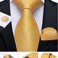 Men's Tie Luxury Yellow Blue Striped Paisley Plaid Silk Wedding Tie For Men's Designer Hanky Cufflinks Gift Tie Set The Clothing Company Sydney