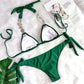 2 Piece Rhinestone Swimwear Thong String Bikini Set Summer Bathing Suit Beach Wear Swimsuit