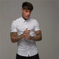 Slim Fit Button Short Sleeve Shirts Men Casual Sportswear Dress Shirt Male Hipster Shirts Tops Fitness Clothing The Clothing Company Sydney