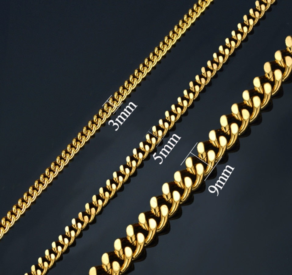 Neck Heavy Gold Chain For Men Women UnisexBig Long Necklaces Male Gold Silver Colour Hip hop Stainless Steel Cuban Chain Necklace The Clothing Company Sydney