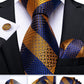 Men's Tie Luxury Yellow Blue Striped Paisley Plaid Silk Wedding Tie For Men's Designer Hanky Cufflinks Gift Tie Set The Clothing Company Sydney