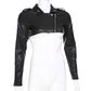 Street Motorcycle Faux Leather Jacket Women's Zipper Cropped Jacket Coat Outerwear Autumn Basic Jackets Ladies Jacket The Clothing Company Sydney