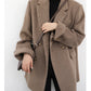 Women's Wool Blend Coat Solid Mid Long Woollen Blazer Thick Warm Blouse Overcoat Office Autumn Winter Jacket