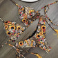 2 Piece Micro Swimsuit Women Feather Print Swimwear Female Bathing Suit Bikini Set The Clothing Company Sydney