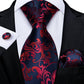 5 Piece Designer Blue Red Paisley Ties Wedding Party Neck Tie Luxury Tie Ring Brooch Silk Tie Set Gift For Men