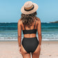 CUPSHE Solid Black Twist High Waist Bikini Sets Swimsuit For Women Sexy V-neck Tank Two Pieces Swimwear 2023 Beach Bathing Suit The Clothing Company Sydney