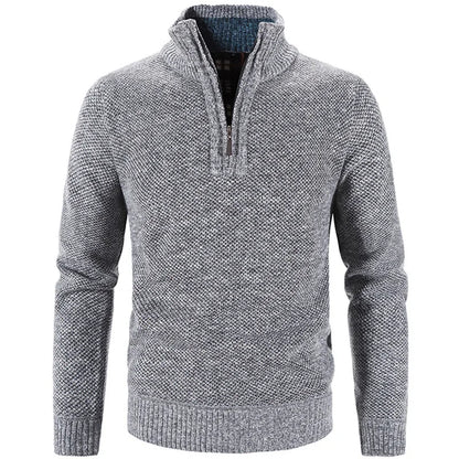 Long Sleeve Knitted Sweater Men Pullovers Solid Color Zipper Mock Neck Slim Fit Knit Pullovers Casual Sweater The Clothing Company Sydney