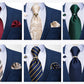 Men's Ties 8cm Wide Silk Neck Tie For Wedding Party Accessories Pocket Square Cufflinks Brooch Pin Set