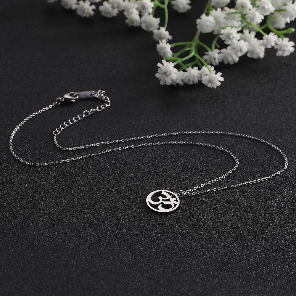 Hindu Yoga Om Aum Necklace For Men Women Amulet Stainless Steel Jewellery Shiva Accessories