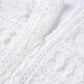 Hollow Out White Women's Mini Chiffon Semi-Sheer Plunge V-Neck Long Sleeve Crochet Lace Dress