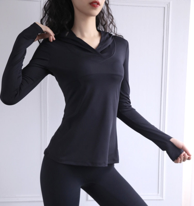 Women's Back Forked Yoga Shirt Long Sleeve Thumb Hole Running T-shirt Mesh Breathable Sports Hoodie Fitness Top Gym Workout Blouse The Clothing Company Sydney