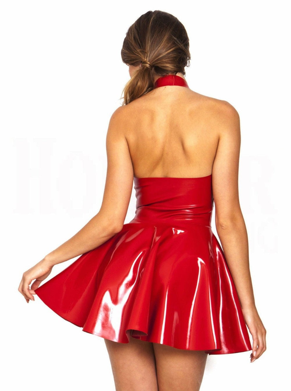 Summer Dress for Women Black Red PVC Imitation Leather Dress Patent Leather Skirt Novelty Cosplay Costume The Clothing Company Sydney