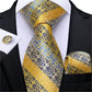 Men's Tie Luxury Yellow Blue Striped Paisley Plaid Silk Wedding Tie For Men's Designer Hanky Cufflinks Gift Tie Set The Clothing Company Sydney