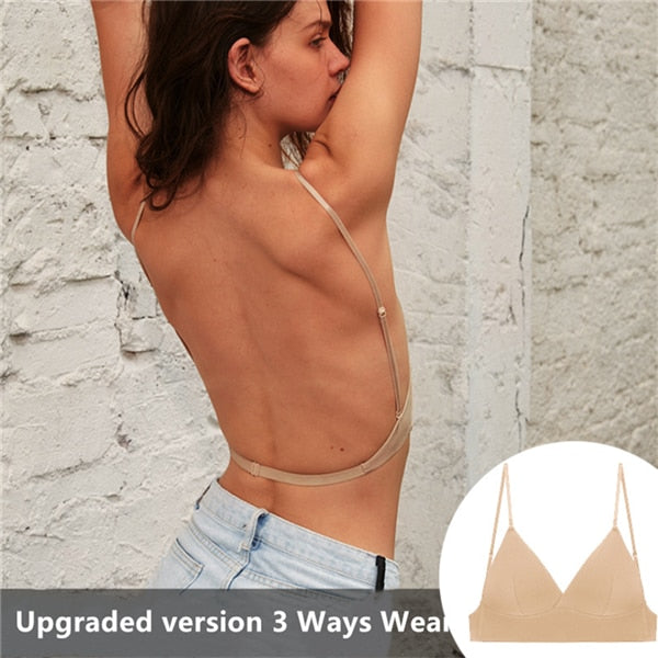 3 Styles Bra Open Back Wireless Underwear U-Shape Big Backless
