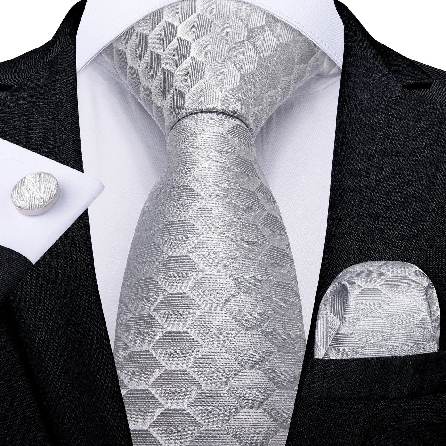 Gray Paisley Silk Tie Set – Men’s Wedding Tie, Pocket Square & Cufflinks The Clothing Company Sydney