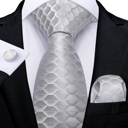 Gray Paisley Silk Tie Set – Men’s Wedding Tie, Pocket Square & Cufflinks The Clothing Company Sydney