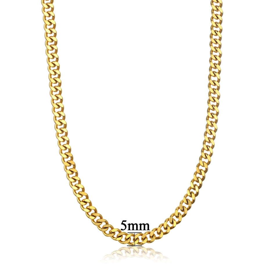 Neck Heavy Gold Chain For Men Women UnisexBig Long Necklaces Male Gold Silver Colour Hip hop Stainless Steel Cuban Chain Necklace The Clothing Company Sydney