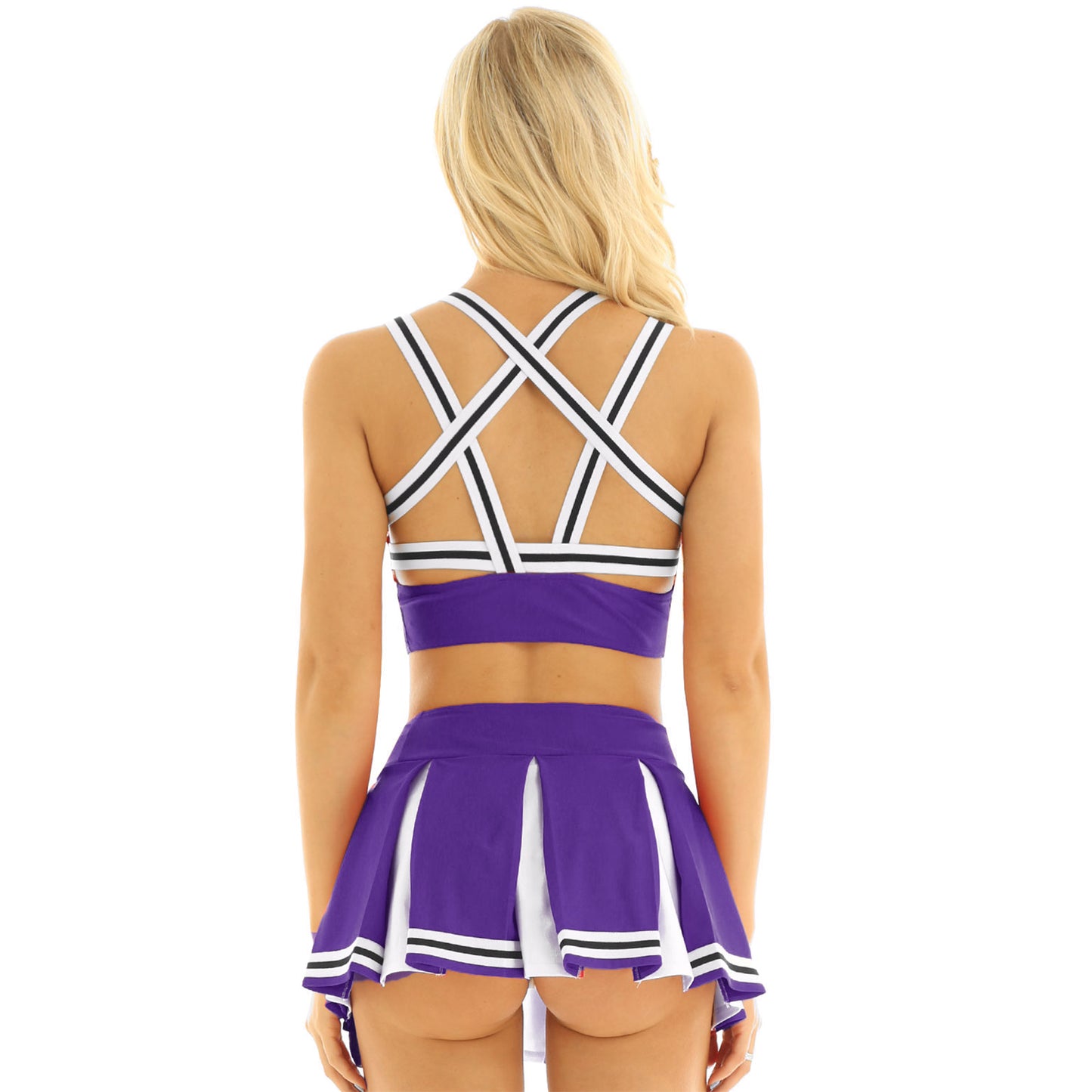 Women's Cheerleading Uniform Set Sleeveless Crop Top with Mini Pleated Skirt Cosplay Sports Stage Outfits