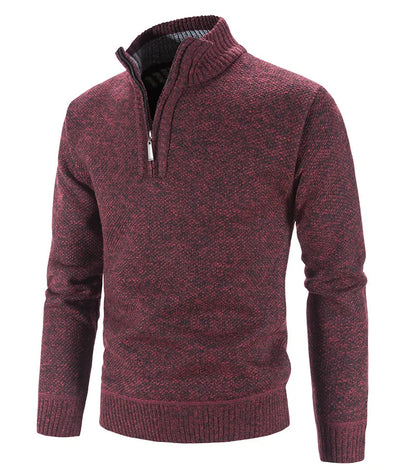 Long Sleeve Knitted Sweater Men Pullovers Solid Color Zipper Mock Neck Slim Fit Knit Pullovers Casual Sweater The Clothing Company Sydney