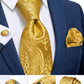 Men's Tie Luxury Yellow Blue Striped Paisley Plaid Silk Wedding Tie For Men's Designer Hanky Cufflinks Gift Tie Set The Clothing Company Sydney