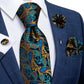 4 Piece Paisley Neck Ties 8cm Wide Silk Tie Pocket Square Cufflinks Brooch Christmas Gift Sets For Men