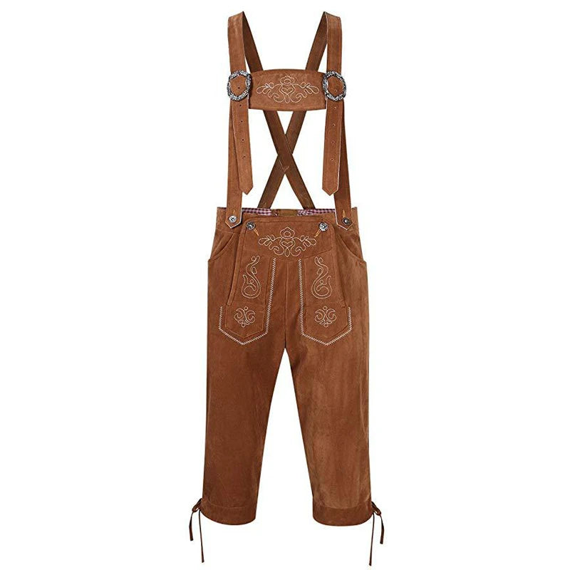 Men's Carnival Munich Oktoberfest Costume Faux Leather Pants Waiter Cosplay Fancy Party Dress