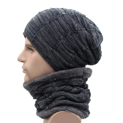 Winter Beanie Scarf skullies beanies Soft Skull Warm Baggy Cap Mask Hats For Men Women Knitted Hat - The Clothing Company Sydney