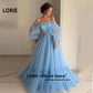 Blue Prom Dresses Long Sleeve Off the Shoulder Princess Dress Tulle Lace-up Formal Evening Party Dresses Plus Size The Clothing Company Sydney