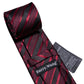 Men's Business Red Striped Silk Tie Hanky Cufflinks Wedding Party Casual Necktie Set