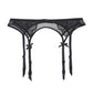 4 Piece Lace Push Up Underwear Set Half Cup Bra+Panties+Garter+Stockings