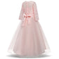 Lace Princess Dress for Girls Long Sleeve Wedding Party Gown Birthday Children Tulle Dress Teenage Formal Long Dress