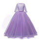 Lace Princess Dress for Girls Long Sleeve Wedding Party Gown Birthday Children Tulle Dress Teenage Formal Long Dress