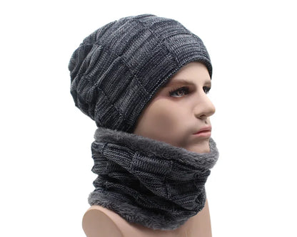 Winter Beanie Scarf skullies beanies Soft Skull Warm Baggy Cap Mask Hats For Men Women Knitted Hat - The Clothing Company Sydney