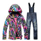 Women's Snow Suit Winter Outdoor Snowboarding Clothing Waterproof Skiing Costume Sets Jackets + Belt Pants