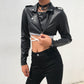 Street Motorcycle Faux Leather Jacket Women's Zipper Cropped Jacket Coat Outerwear Autumn Basic Jackets Ladies Jacket The Clothing Company Sydney