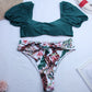 2 Piece Women Swimsuit Solid Colour Short Puff Sleeve Summer High Waist Cut Backless Bathing Suit Beachwear Bikini Set The Clothing Company Sydney