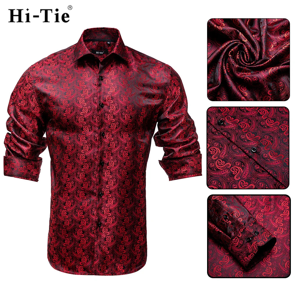 Men's Shirts Paisley Floral Silk Gold Long Sleeve Business Party Wedding Dress Shirts The Clothing Company Sydney