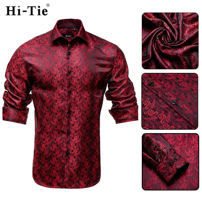 Men's Shirts Paisley Floral Silk Gold Long Sleeve Business Party Wedding Dress Shirts The Clothing Company Sydney