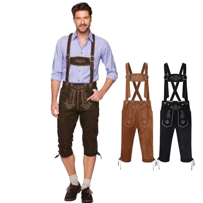 Men's Carnival Munich Oktoberfest Costume Faux Leather Pants Waiter Cosplay Fancy Party Dress