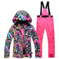 Women's Snow Suit Winter Outdoor Snowboarding Clothing Waterproof Skiing Costume Sets Jackets + Belt Pants