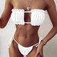 2 Piece Pleated Bandeau Swimsuit Low Waist Swimwear Beach Wear Mini Thong Bikini Set Bathing Suit