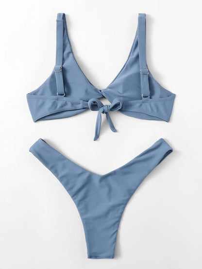 ZXHACSJ Women Plus Size Bandage Printing Padded Bra Bikini Split Body  Swimsuit Beachwear Blue L