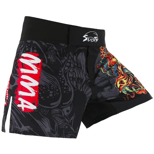 Dragon Print Breathable Fighting MMA Shorts Grappling Muay Thai Clothing Kick Boxing Training Shorts