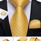 Men's Tie Luxury Yellow Blue Striped Paisley Plaid Silk Wedding Tie For Men's Designer Hanky Cufflinks Gift Tie Set The Clothing Company Sydney