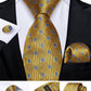 Men's Tie Luxury Yellow Blue Striped Paisley Plaid Silk Wedding Tie For Men's Designer Hanky Cufflinks Gift Tie Set The Clothing Company Sydney