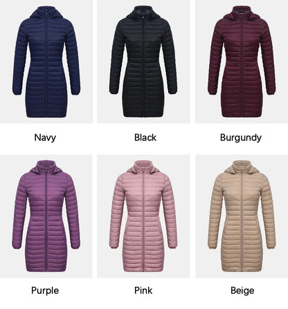 Winter Women Loose Long Parka Coat With Detachable Hood Ultralight Portable Warm Padded Cotton Outerwear Jacket