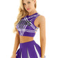 Women's Cheerleading Uniform Cosplay Set Backless Crop Top Mini Pleated Skirt Carnival Party Halloween Costume