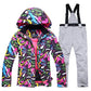 Women's Snow Suit Winter Outdoor Snowboarding Clothing Waterproof Skiing Costume Sets Jackets + Belt Pants