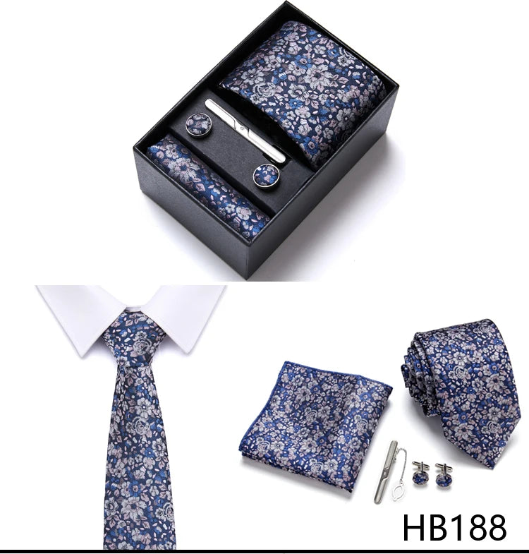 4 Piece Tie Pocket Squares Cufflink Set Necktie Blue Striped Man Wedding Accessories Fit Workplace Holiday Gift Box The Clothing Company Sydney