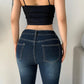 Vintage Skinny Y2K Low Waist Female Streetwear 2000s Aesthetic Chic Pants Solid Slim Flared Denim Jeans